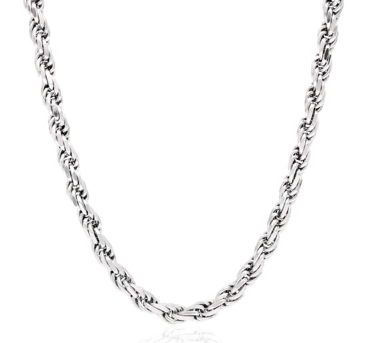 Sterling Silver 6mm Diamond-Cut Rope Chain (Solid Links) 24"-28"