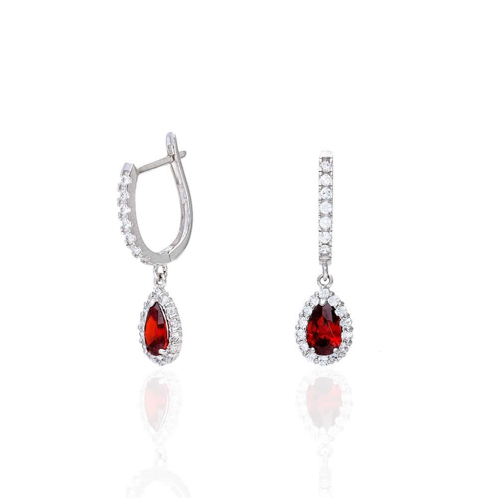 14k Yellow White Gold Birthstone Teardrop Diamond Halo Earrings 1"