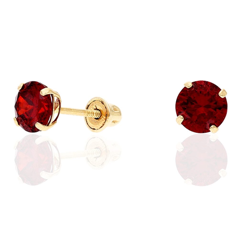 14k Yellow Gold White Gold 1.50Ct Birthstone Round Stud Screw Back Earrings