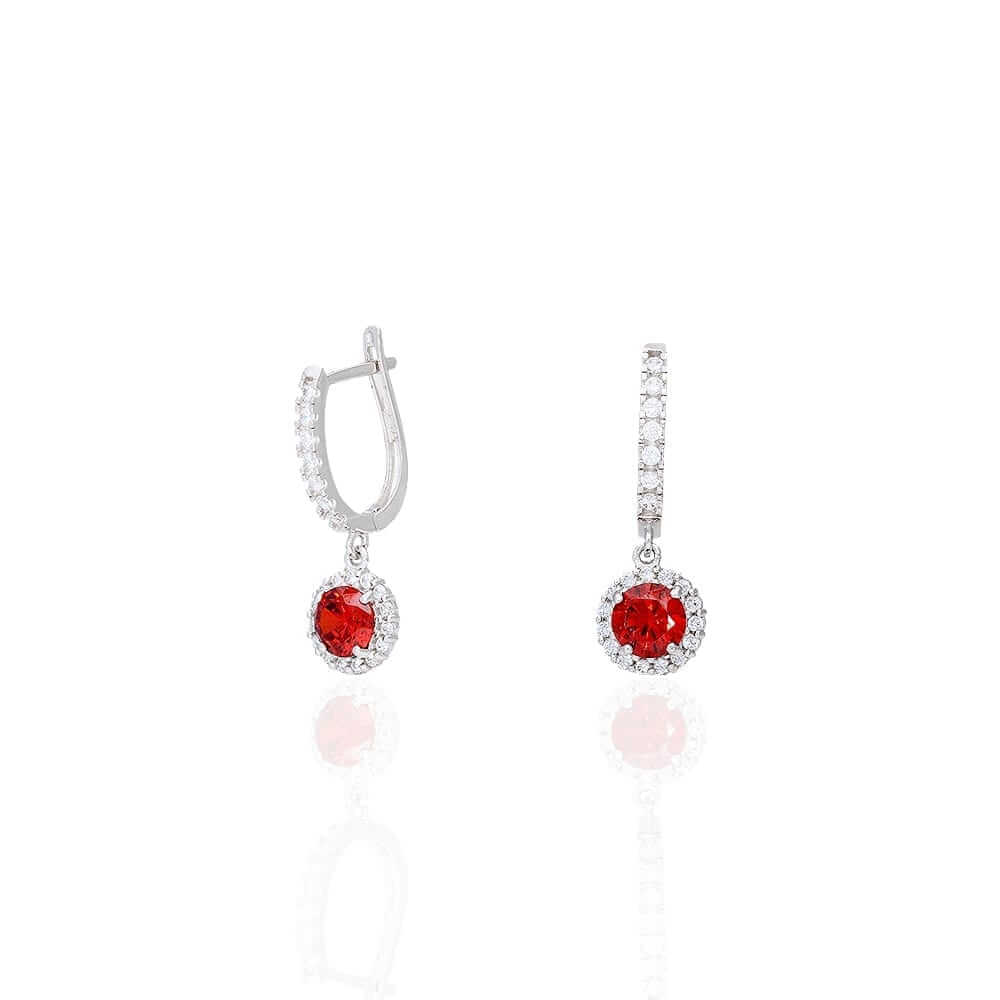 14k Yellow Gold White Gold Round Birthstone Diamond Halo Earrings 1"