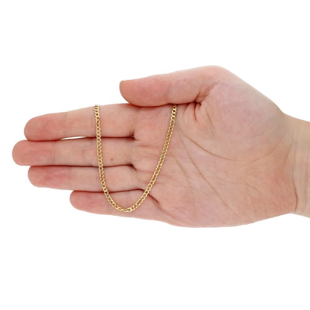 14K Yellow Gold 2.5mm Cuban Curb Chain (Solid Links) 16"-24"