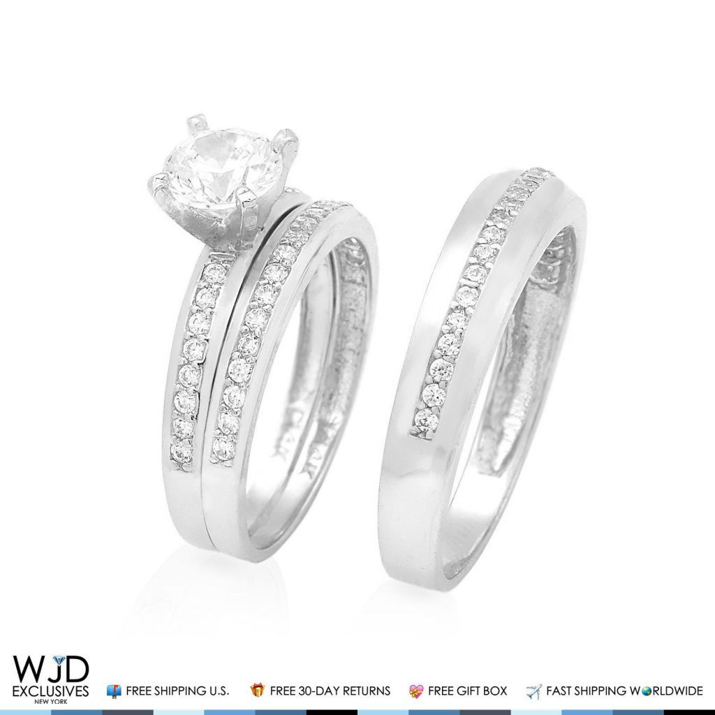 2Ct Created Diamond 14K White Gold Size His And Her’s 2 Piece Bridal Ring Set