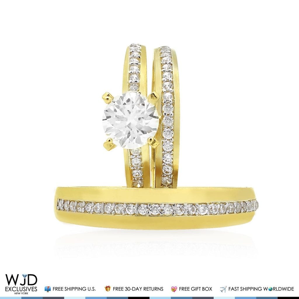 His and Her’s 2 Piece Bridal Ring Set 2Ct Created Diamond 14K Gold Yellow