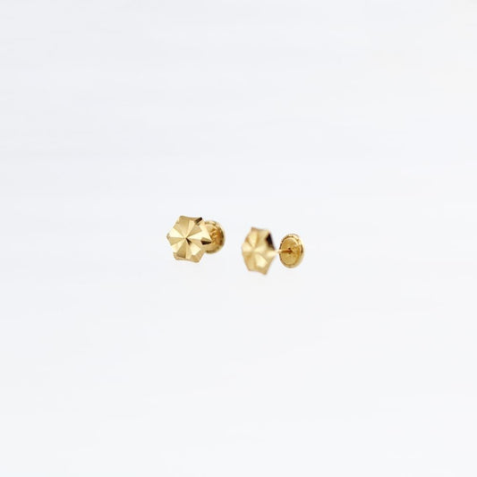 14K Yellow Gold Diamond-Cut Round Circle Button Ball Screwback Stud Earrings 7mm