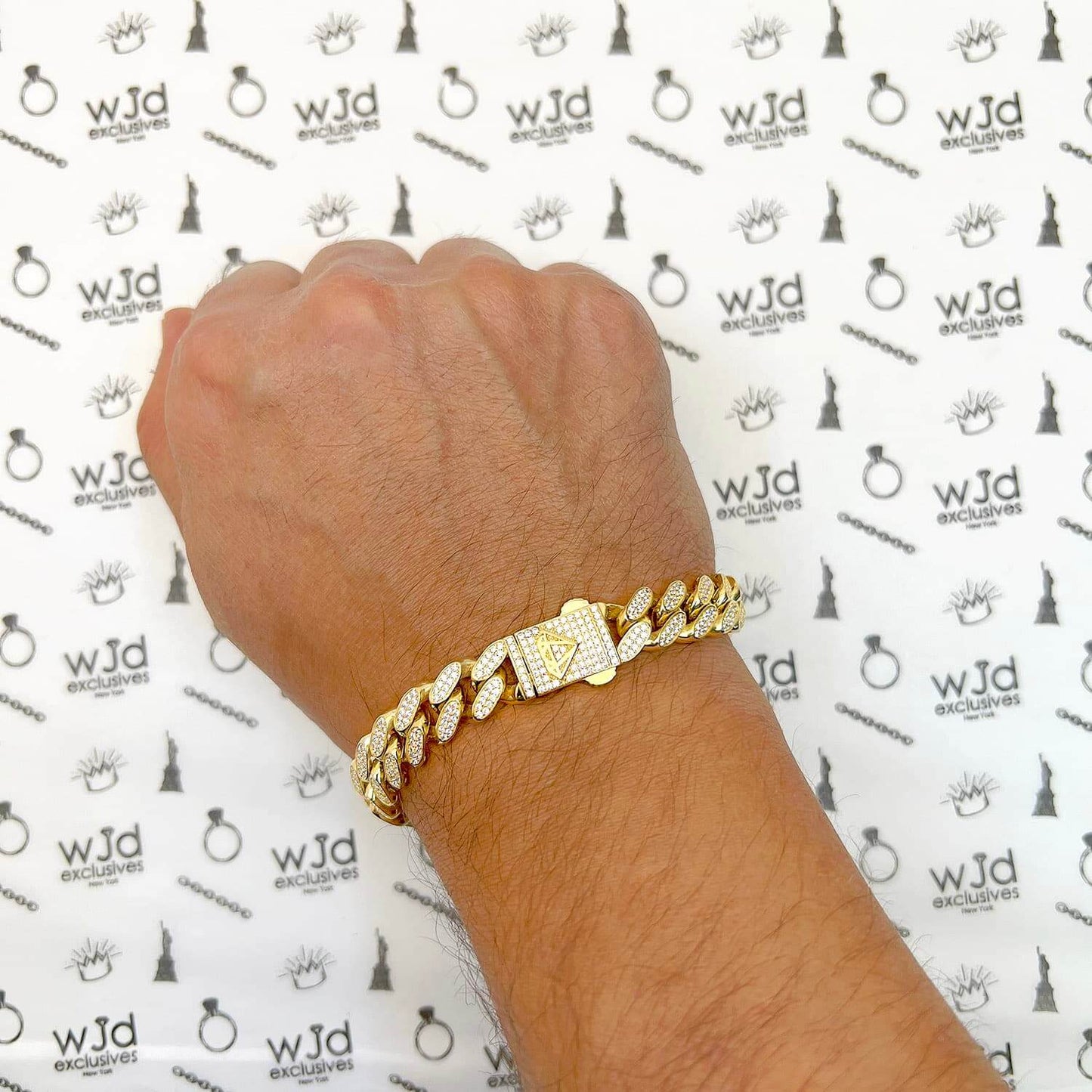 14K Gold CZ Pave 11mm Hollow Miami Cuban Bracelet 8.25"