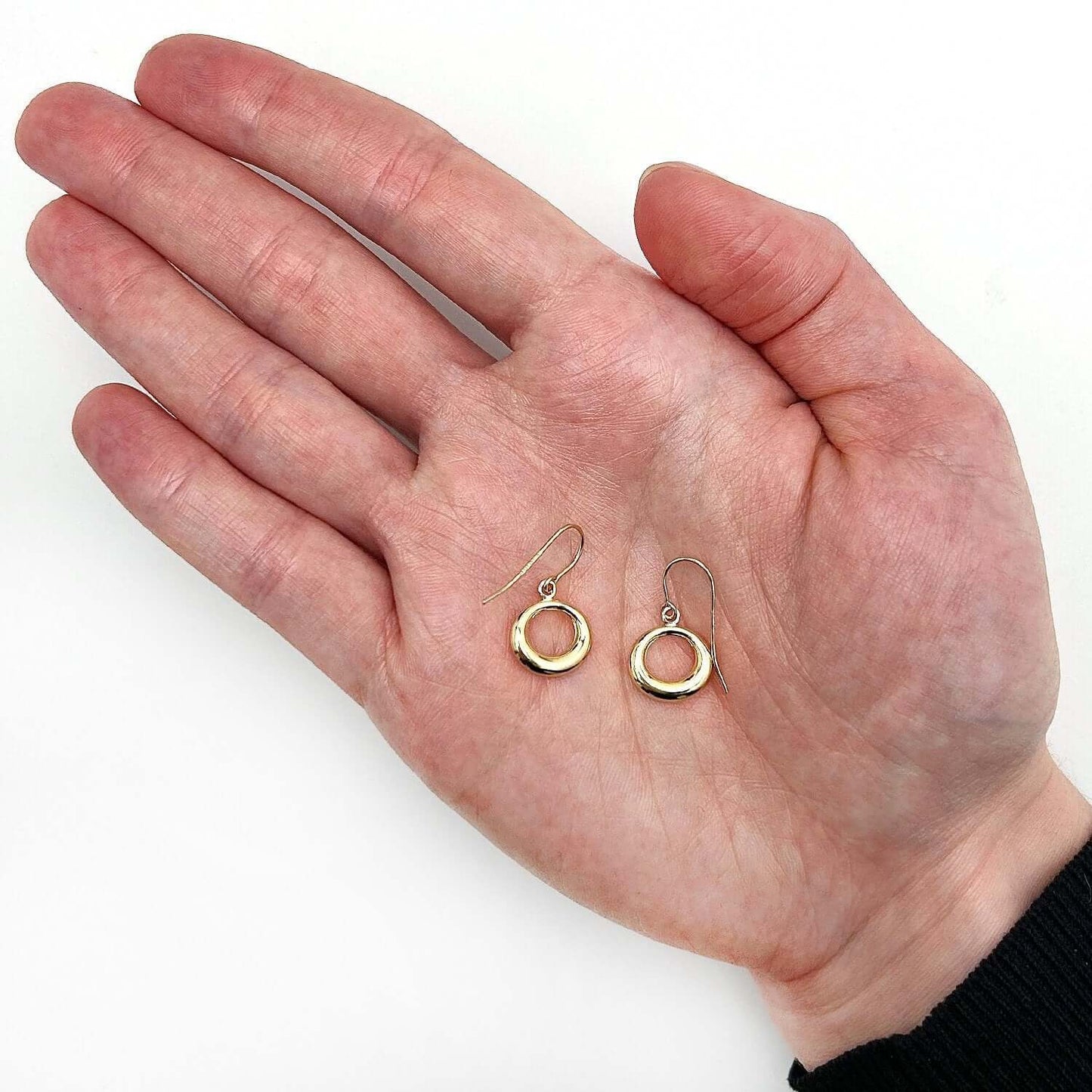 14K Gold Bold Open Circle Drop Earrings 25mm