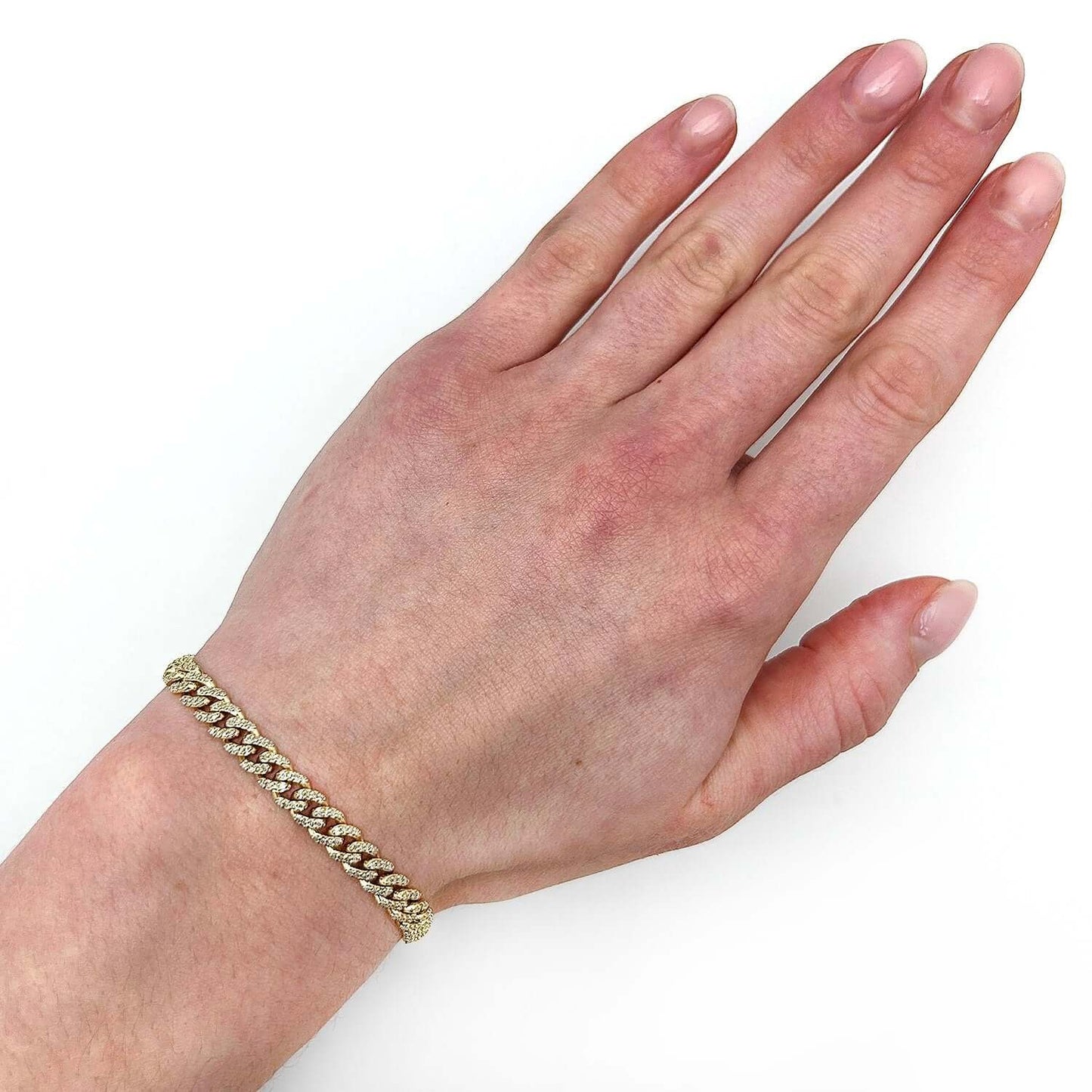 2.20CTW Real Diamond 10K Gold Yellow White Two-Tone 6mm Cuban Bracelet 7.5"