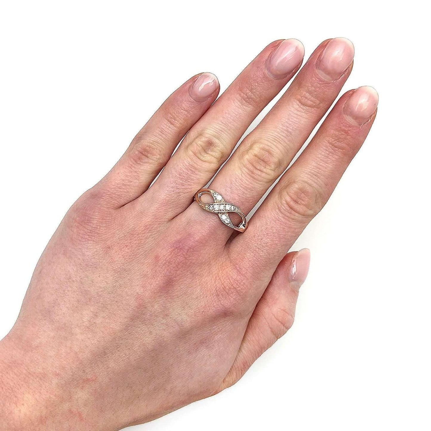 0.25CTW Natural Diamond 14K Rose Gold Infinity Ring