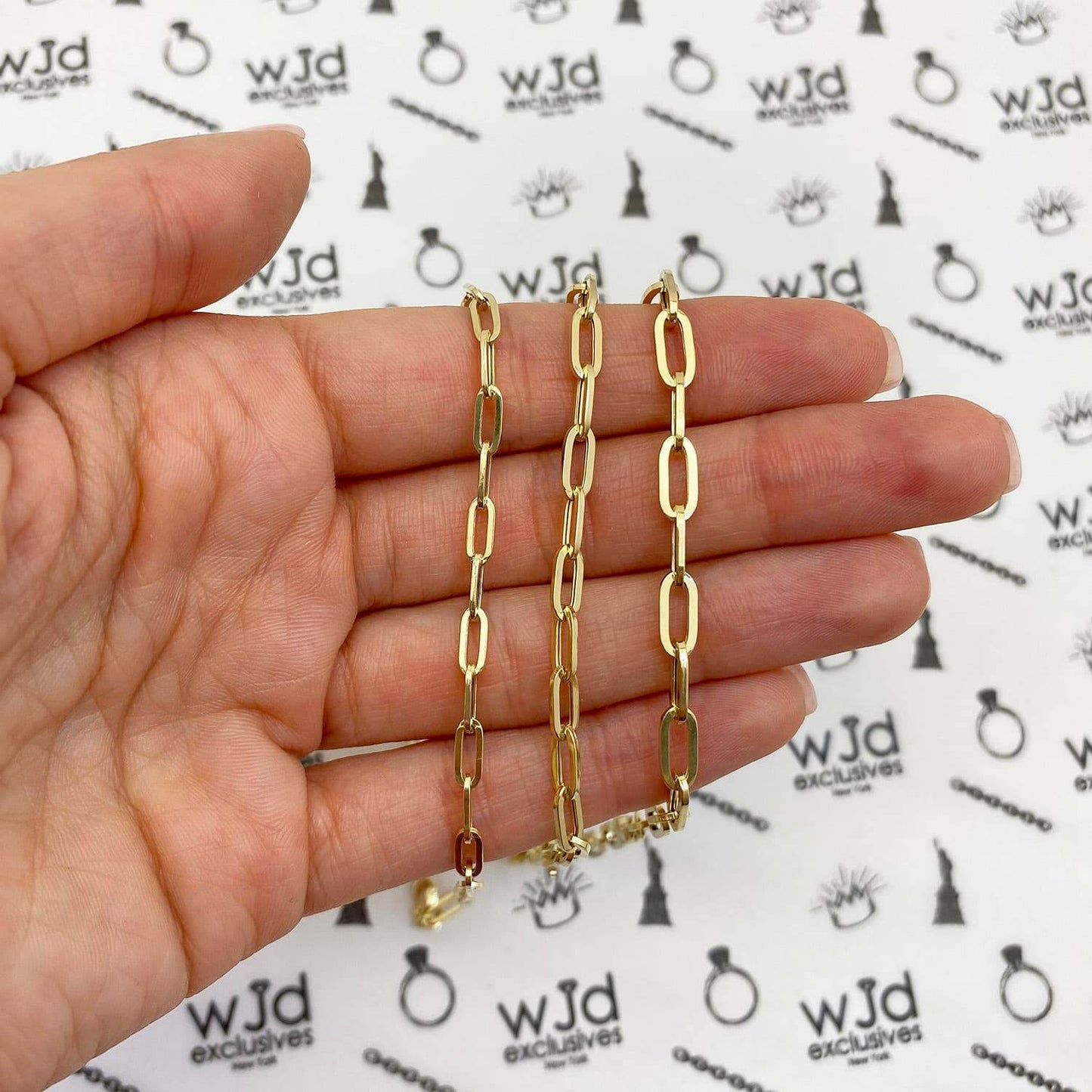 14K Real Gold Paperclip 3mm-4mm Anklet Bracelet 10"