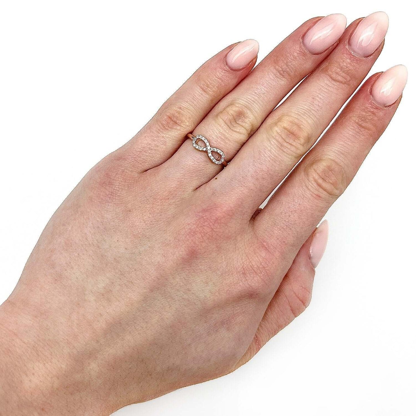 0.12CTW Natural Diamond 14K Rose Gold Infinity Ring