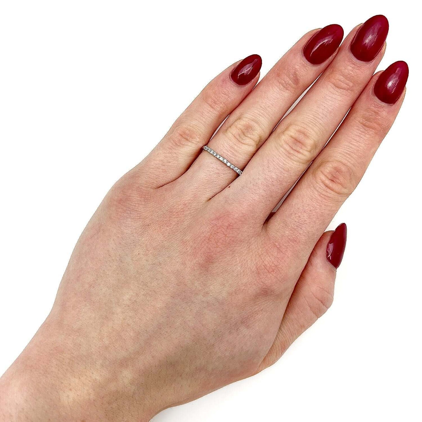 .15CTW Real Diamond 14K Gold White Single Row Wedding Band