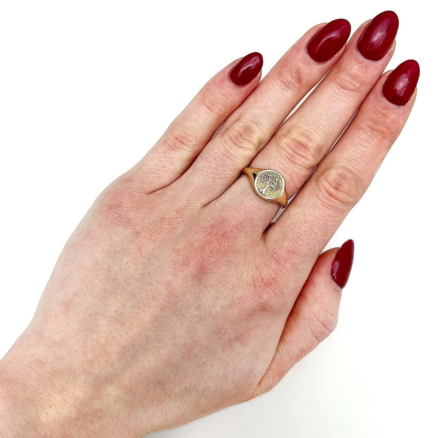 14K Real Gold Tree of Life Signet Ring