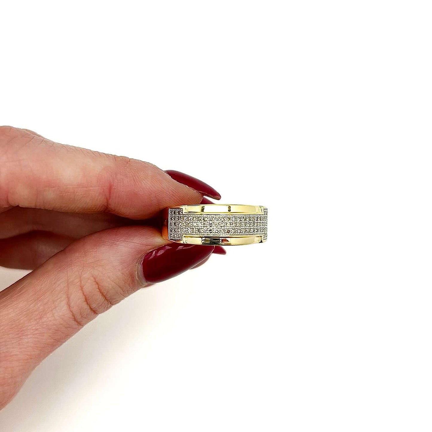 0.50CTW Natural Diamond 10K Gold Yellow 10mm Modern Band Ring