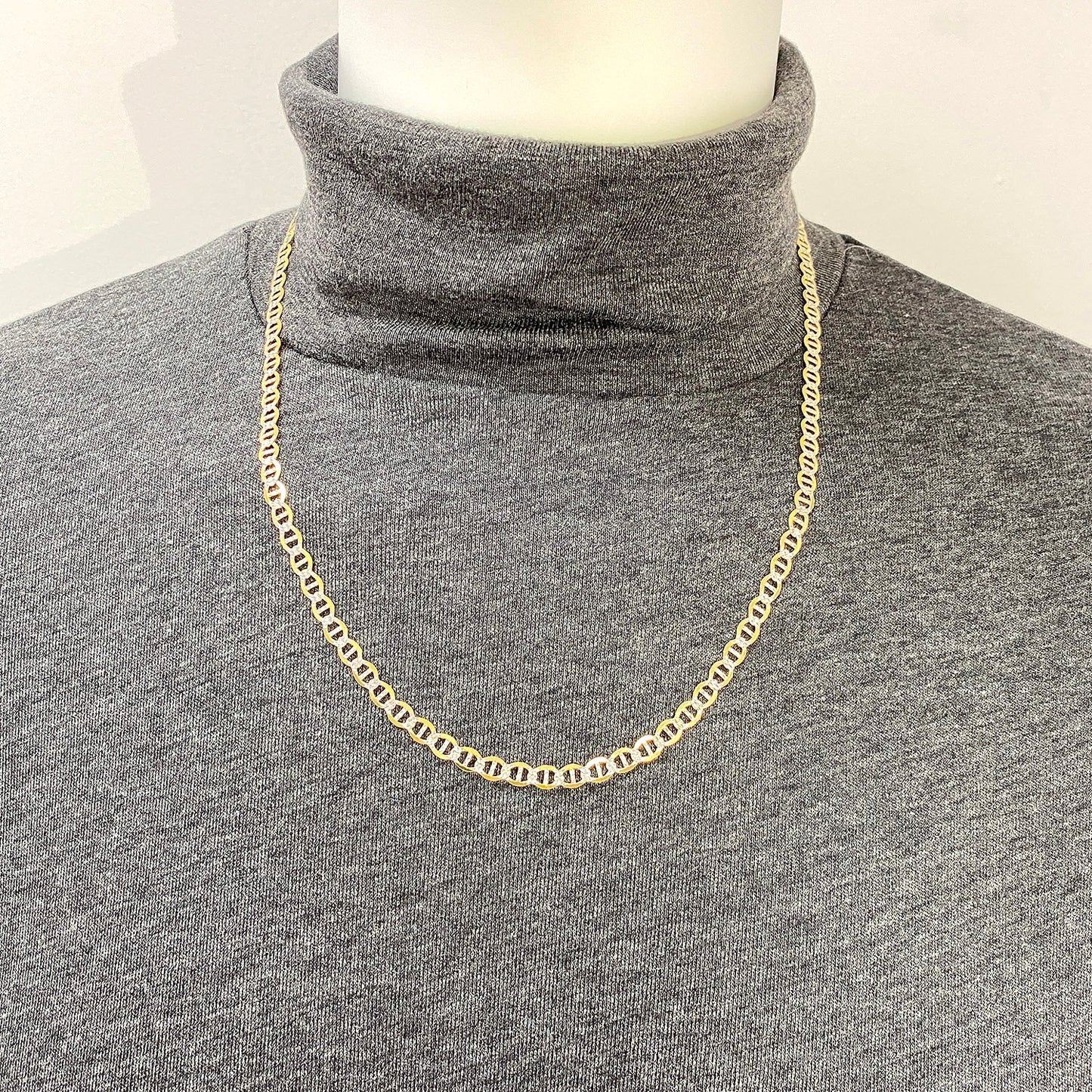 10K Yellow Gold Solid 5mm Diamond Cut Marine Anchor Chain Necklace 20-26"
