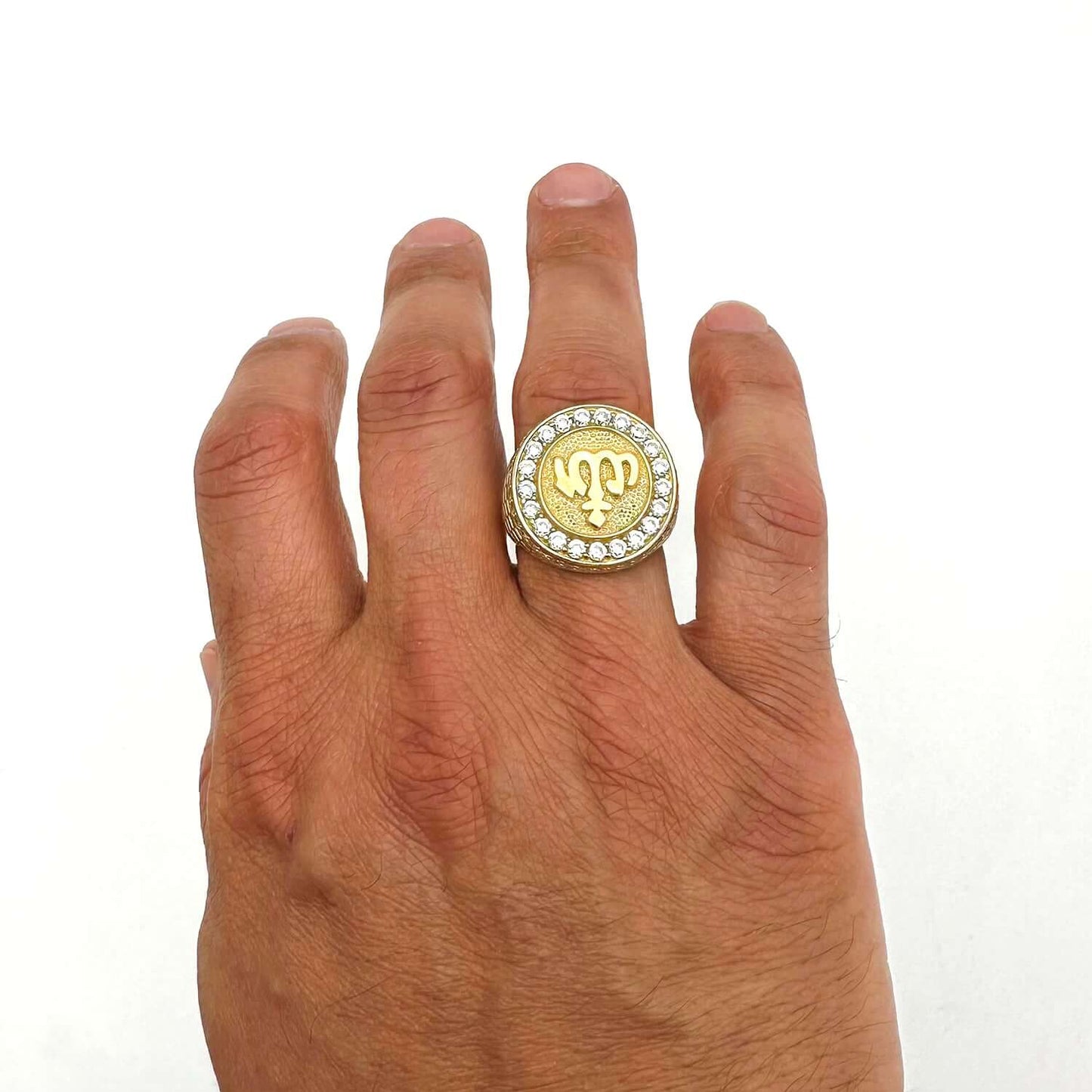10K Real Gold 1.50CTW CZ Allah Religious Signet Ring