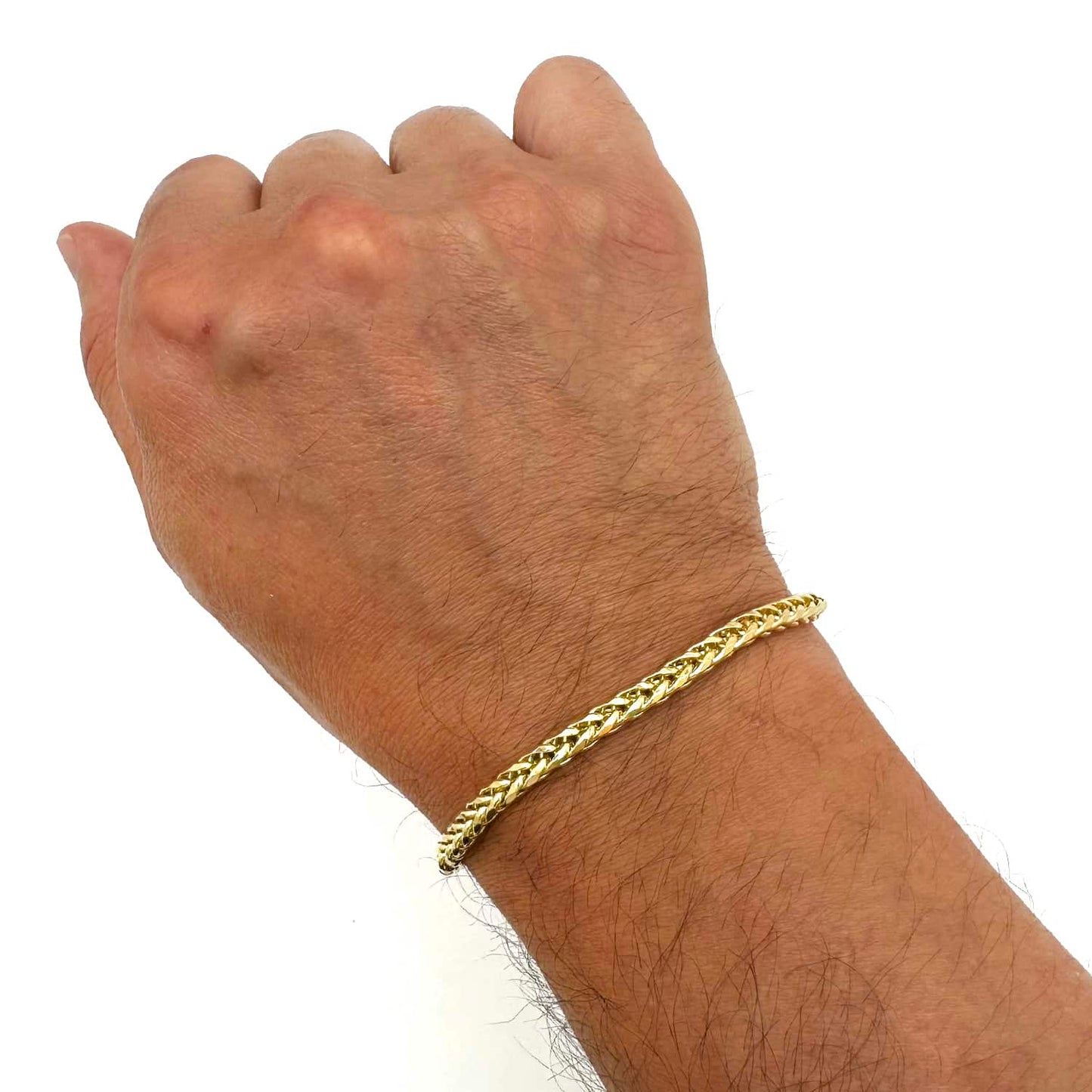 10K Real Gold 4mm Hollow Wheat Bracelet 8"