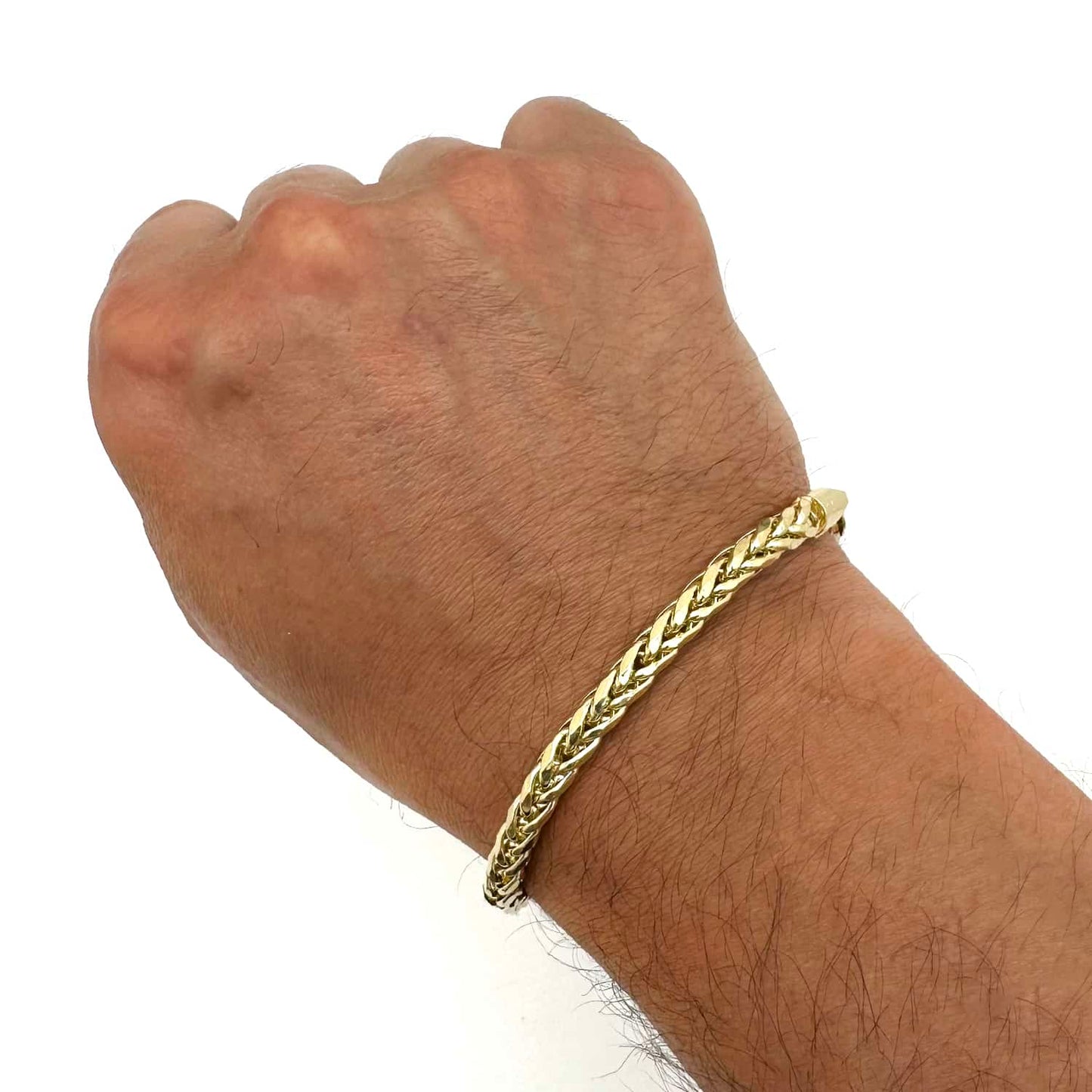 10K Real Gold 5mm Hollow Wheat Bracelet 8.5"