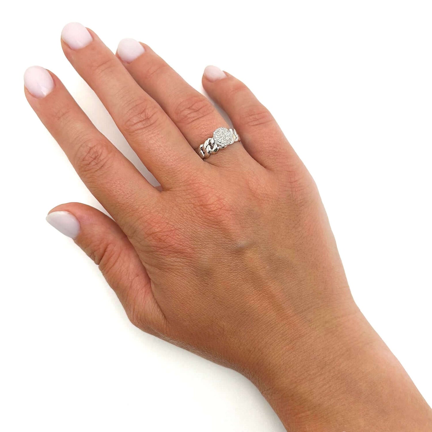0.10CTW Natural Diamond 10K Gold Two-Tone White Miami Diamond Ring