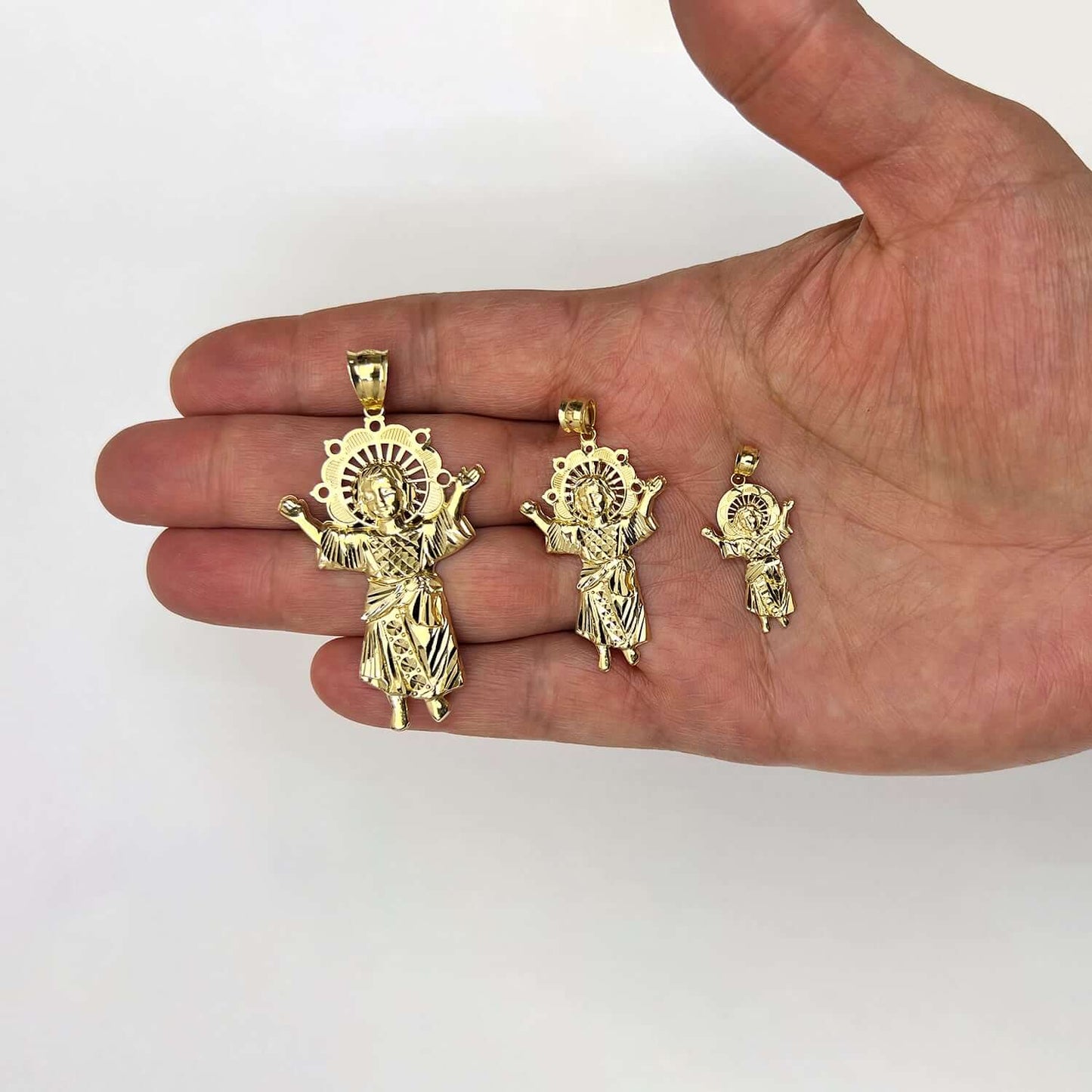 14K Gold Baby Jesus Divino Nino Pendant 1.3"-2.5"
