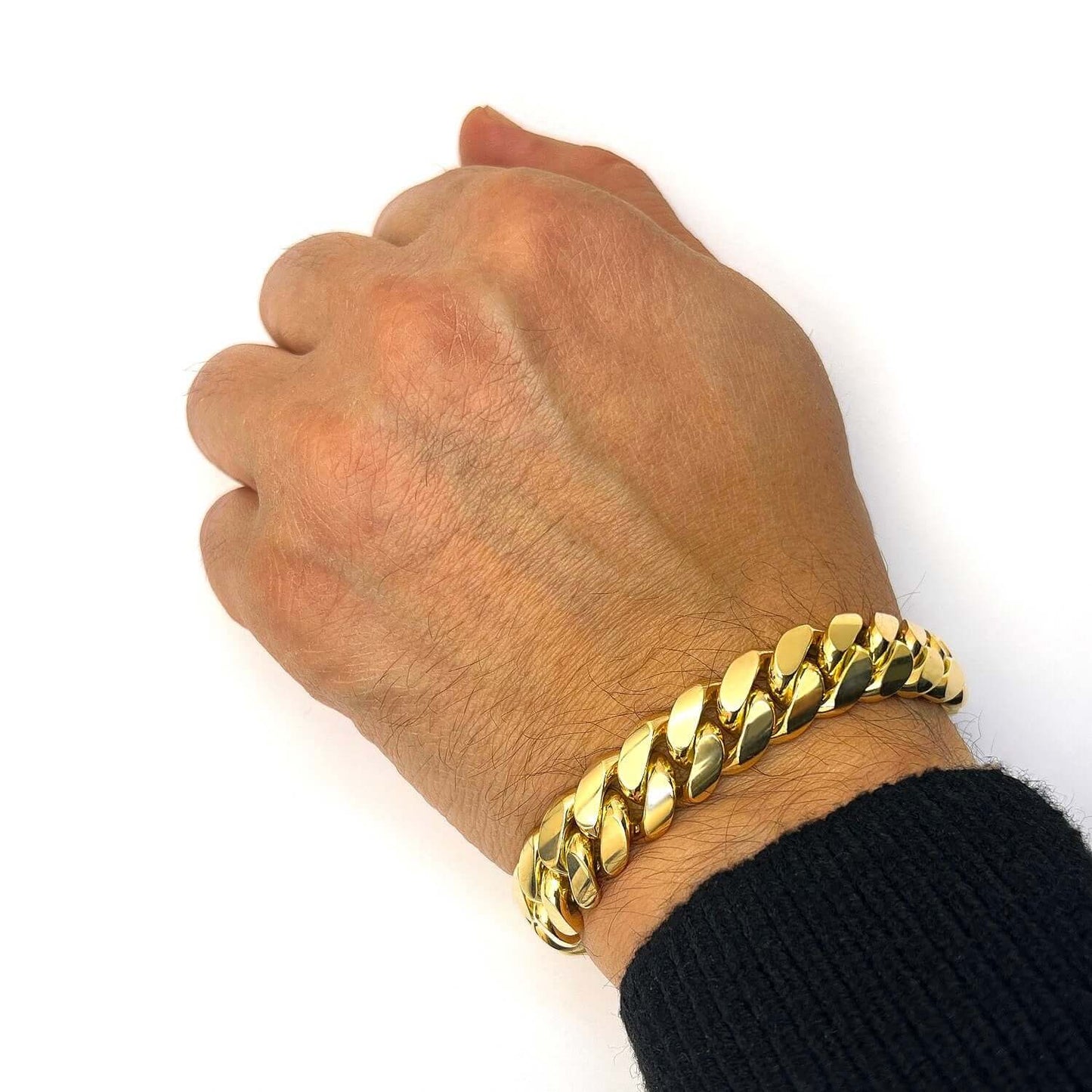 Solid 14K Gold Yellow 14mm Miami Cuban Bracelet 8.5"