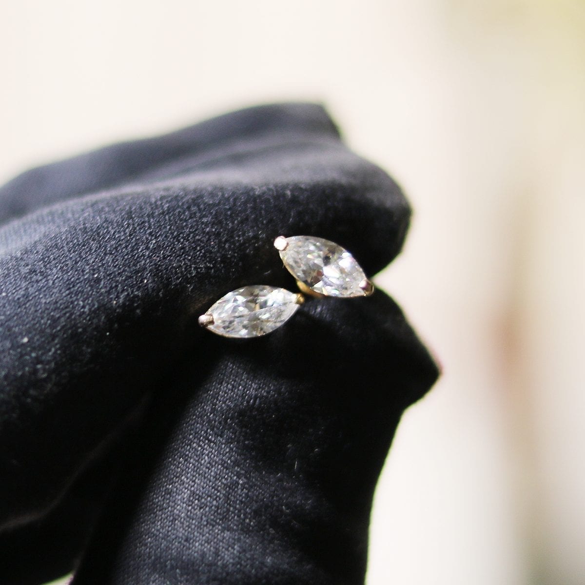 1Ct CZ Marquise Cut Solid 14K Yellow Gold Stud Push Back Earrings