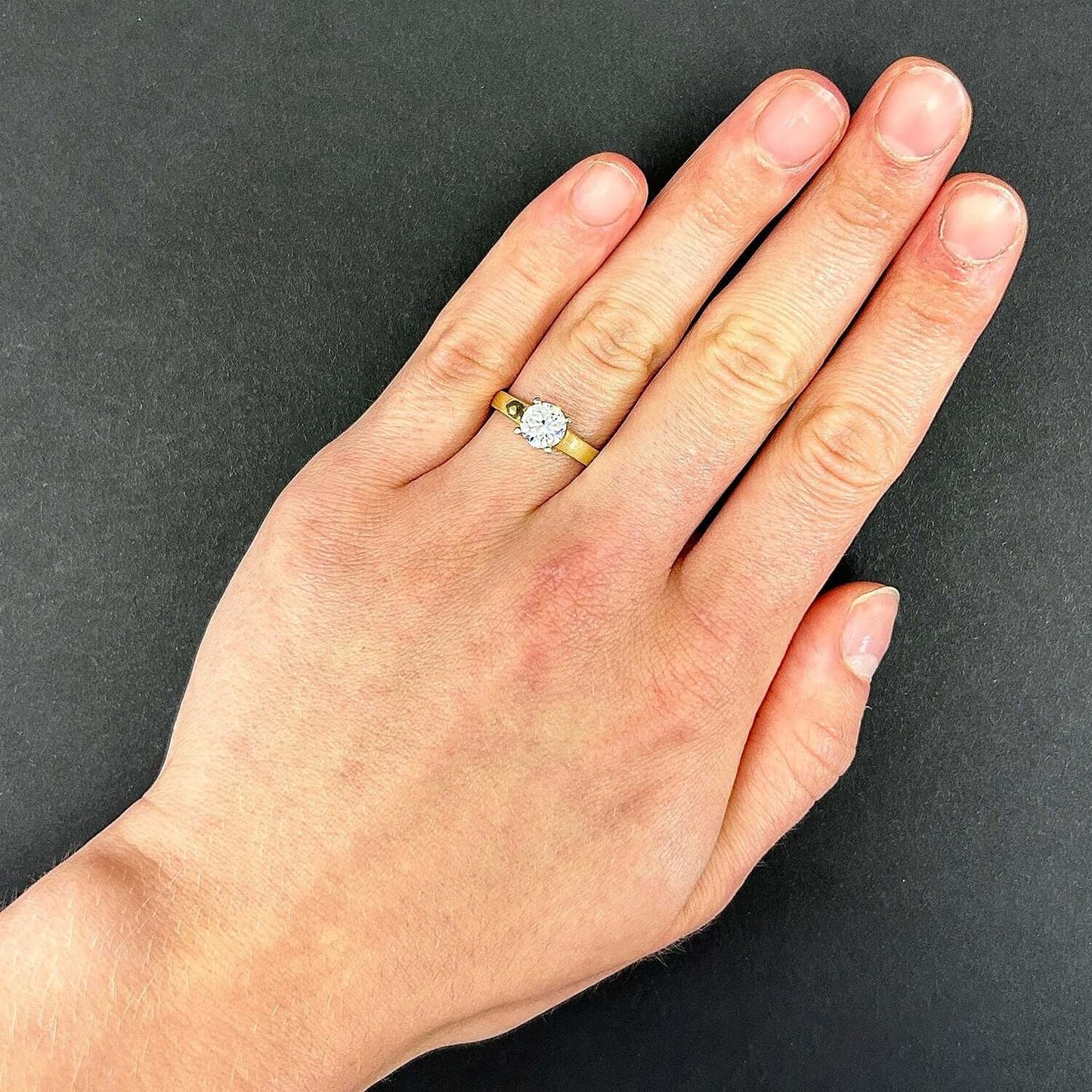 14K Real Gold 1.00Ct CZ Solitaire Engagement Ring