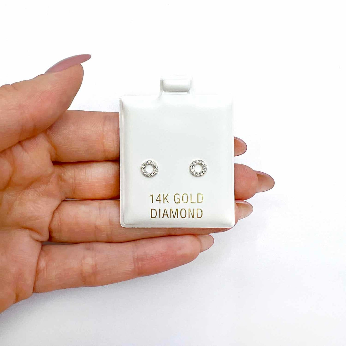 0.11CTW Real Diamond 14K Gold Round Stud Earrings 5.5mm