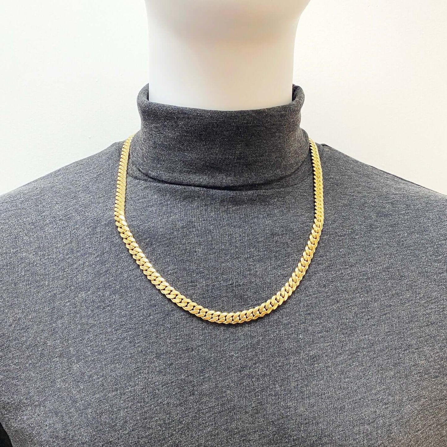 Solid 10K Yellow Gold 8mm Wide Miami Cuban Chain 20"-30"