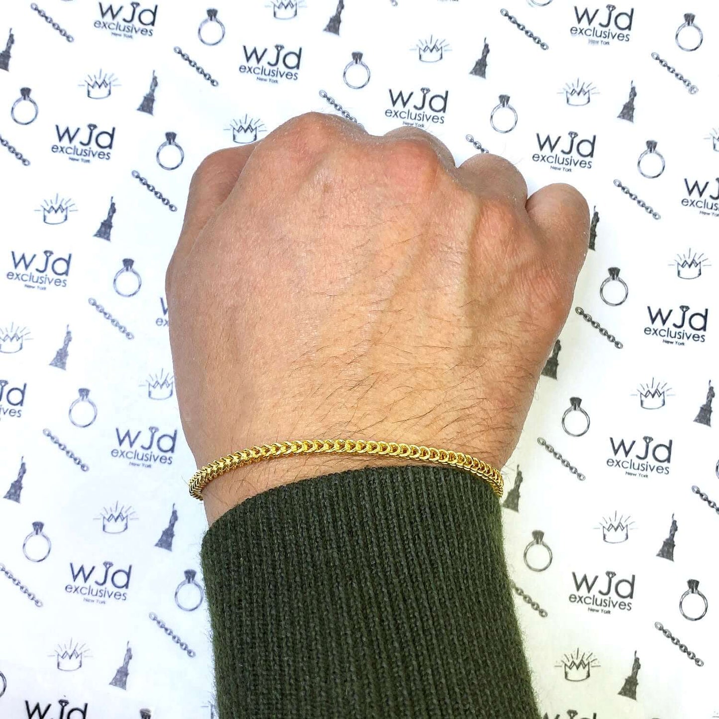 14K Gold Yellow Hollow 3mm Franco Bracelet 8.5"