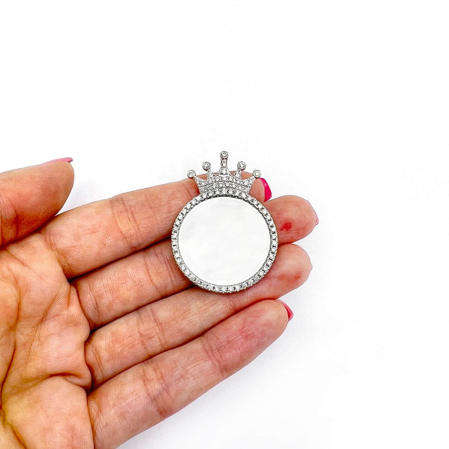 1.45CTW Natural Diamond 14K Gold Medallion Memory Picture Crown Pendant 1.5"