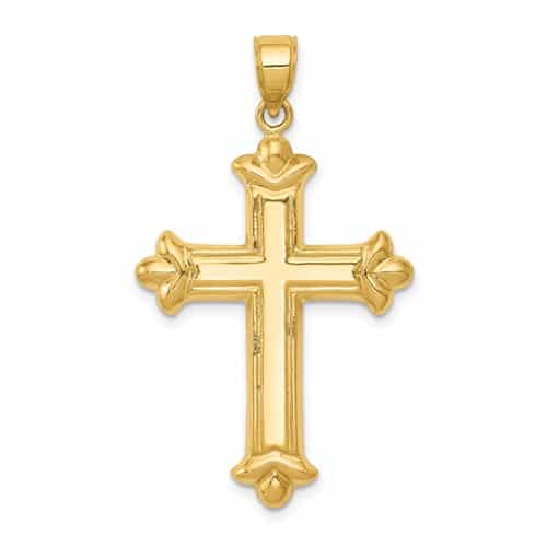 14K Gold Diamond-Cut Double Sided Reversible Cross Pendant 1.54"