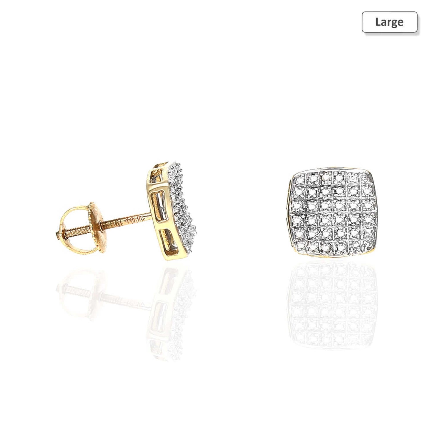 Natural Diamond 10K Yellow Gold Pave Stud Earrings