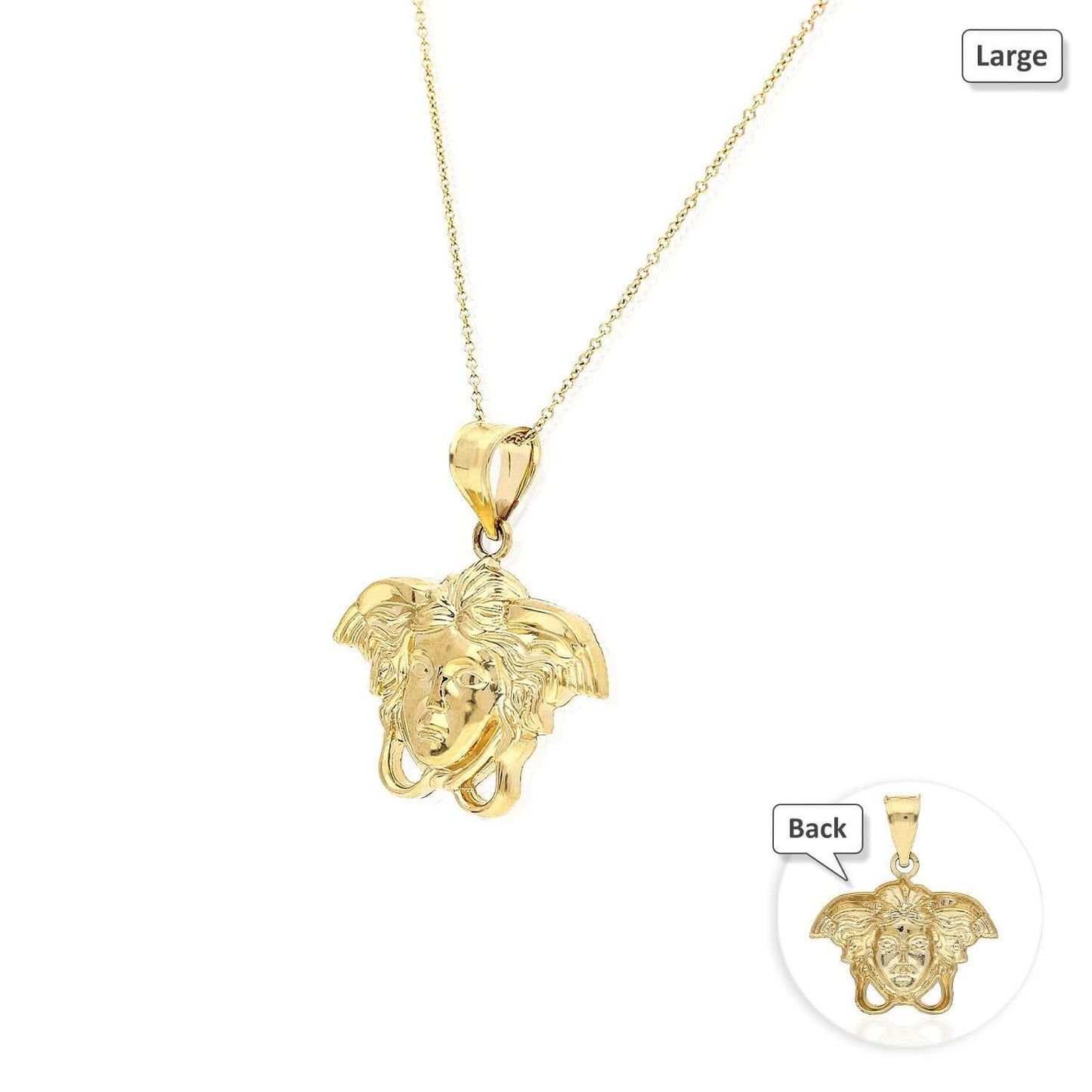 10K Yellow Gold Medusa Head Pendant