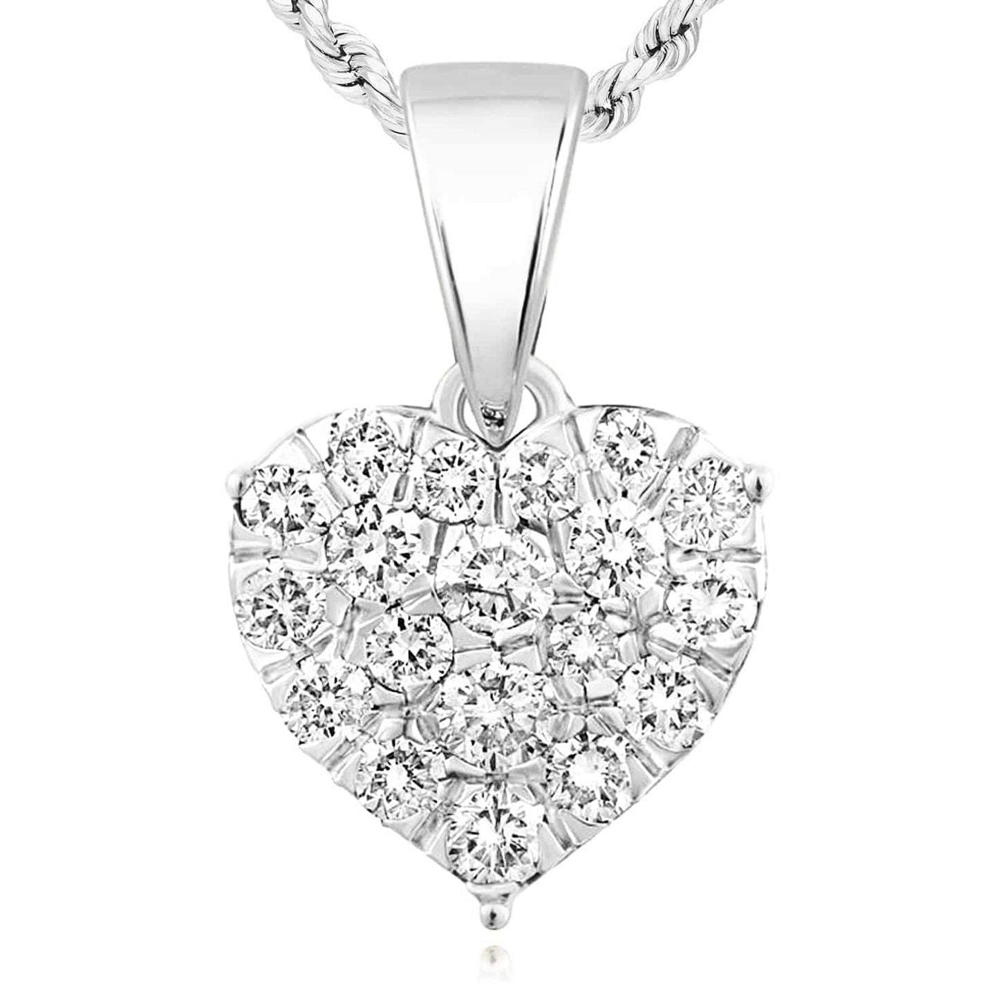 0.16CTW-0.25CTW Natural Diamond 10K Gold Yellow White Rose Cluster Heart Pendant