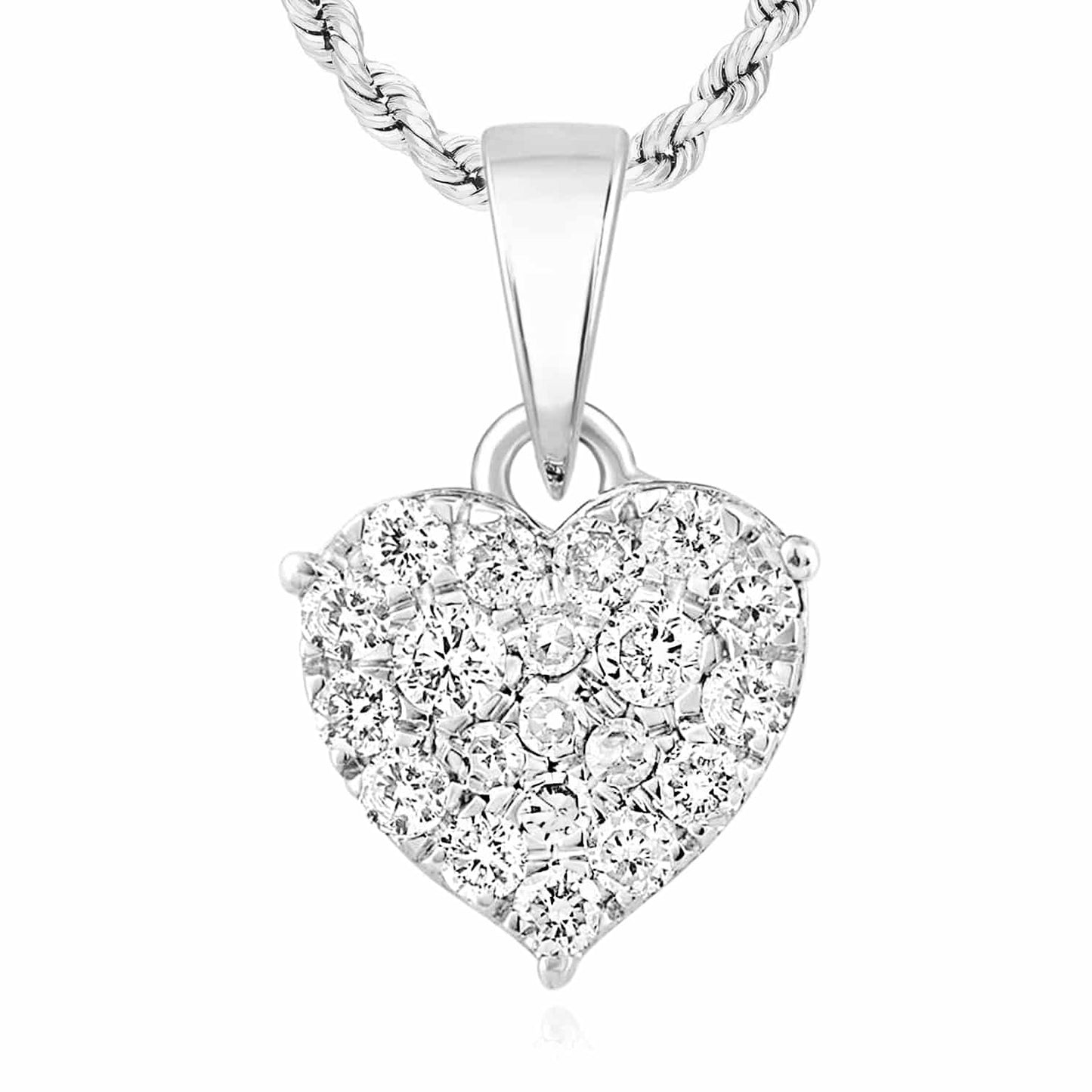 0.16CTW-0.25CTW Natural Diamond 10K Gold Yellow White Rose Cluster Heart Pendant