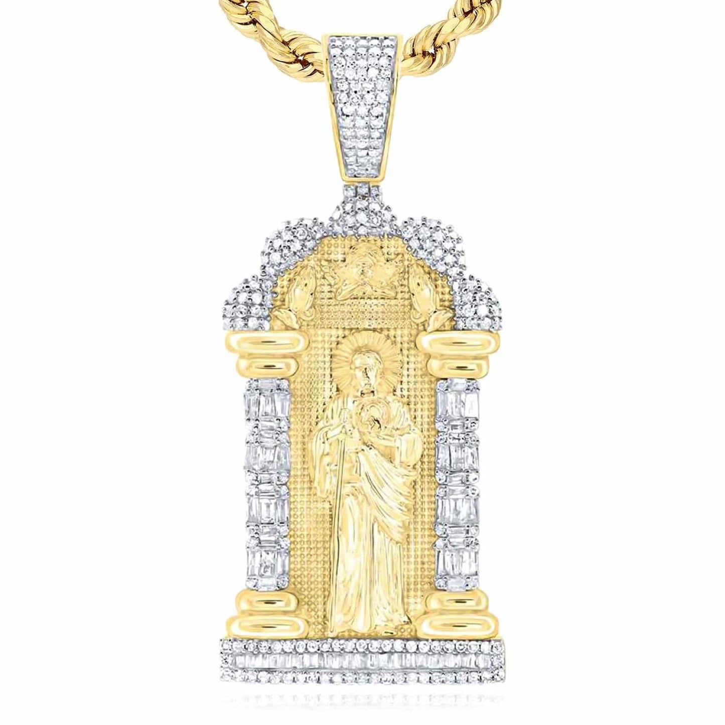1.33CTW Real Diamond 10K Yellow Gold St. Jude Thaddeus Pendant