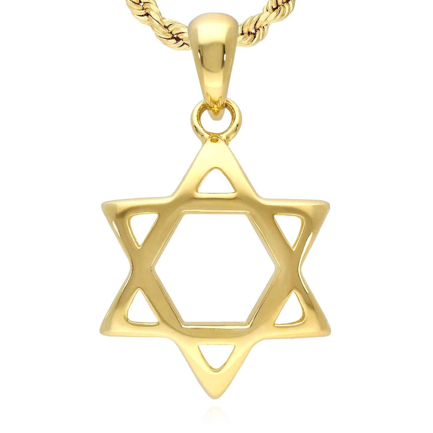 Yellow White 14K Gold Over Silver Star of David Magen David Charm Pendant