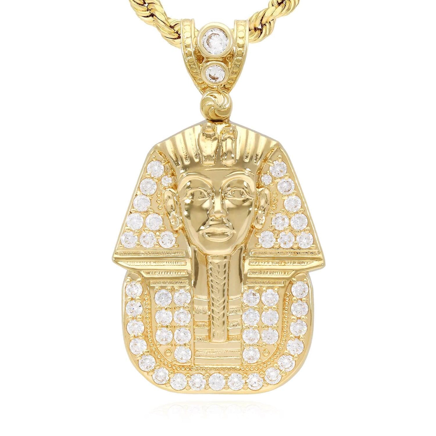 10K Yellow Gold CZ Pharaoh Pendant 1.77"-2.56"