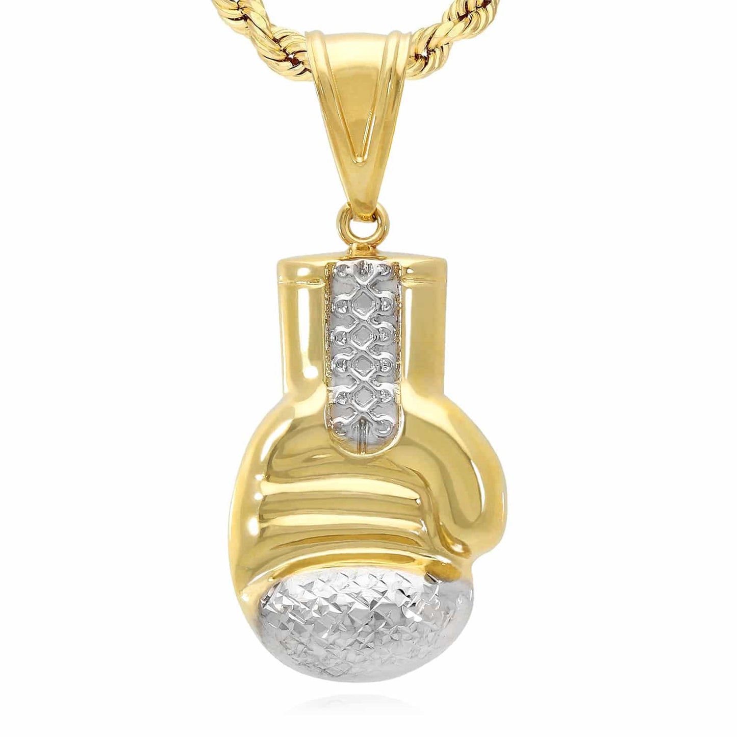 10K Yellow Gold Boxing Gloves Pendant 1.5"-1.8"