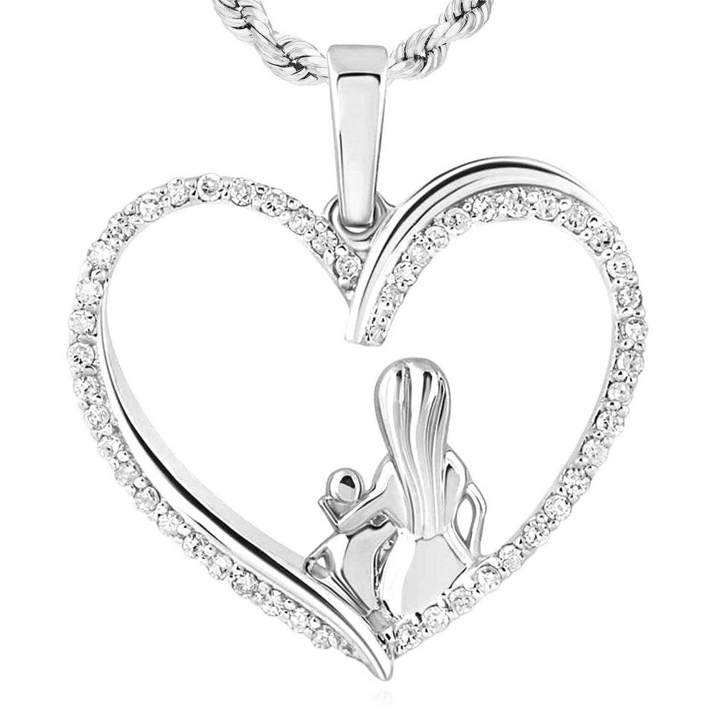0.20CTW Natural Diamond 10K Gold Yellow White Rose Mom Child Heart Pendant