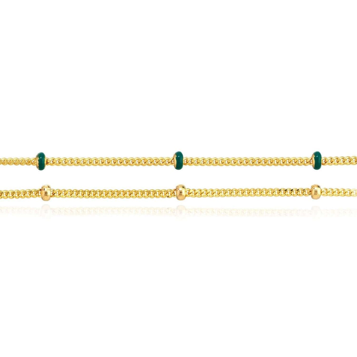 14K Real Gold Miami Cuban Blue Enamel Saturn Ankle Bracelet 9"-10" Adjustable