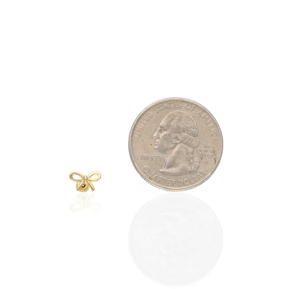 14k Yellow Gold Bow Tie Screw Back Stud Kid Earrings