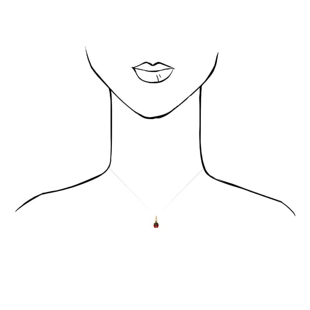 14k Yellow Gold Red Enamel Ladybug Pendant 0.5", 0.6", 0.7"