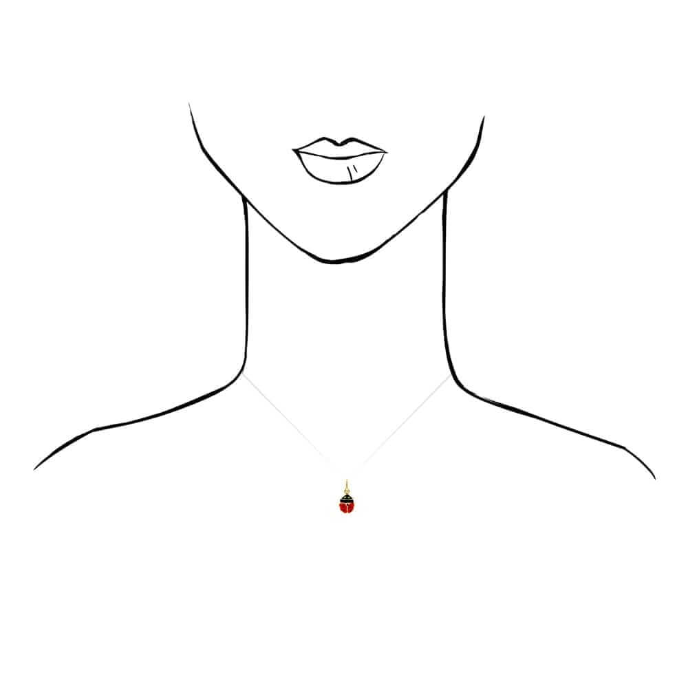 14k Yellow Gold Red Enamel Ladybug Pendant 0.5", 0.6", 0.7"