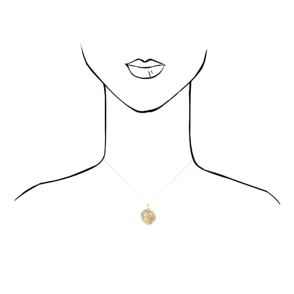 14k Yellow Gold Diamond-Cut C Z Our Lady of Guadalupe Medallion Pendant