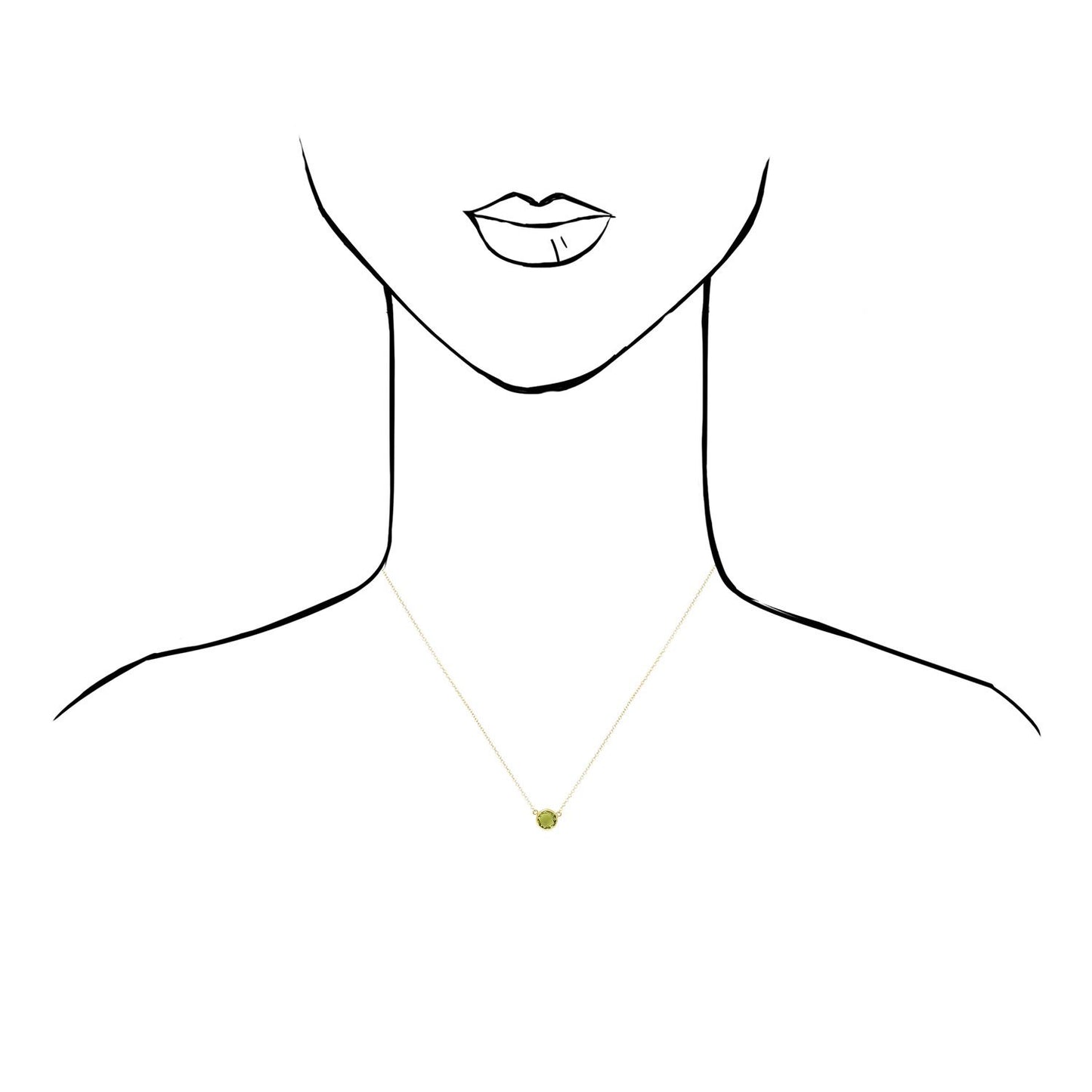 14K Yellow Gold 1Ct Bezel Set Colored Gem Birthstone Necklace Chain 15"-17"