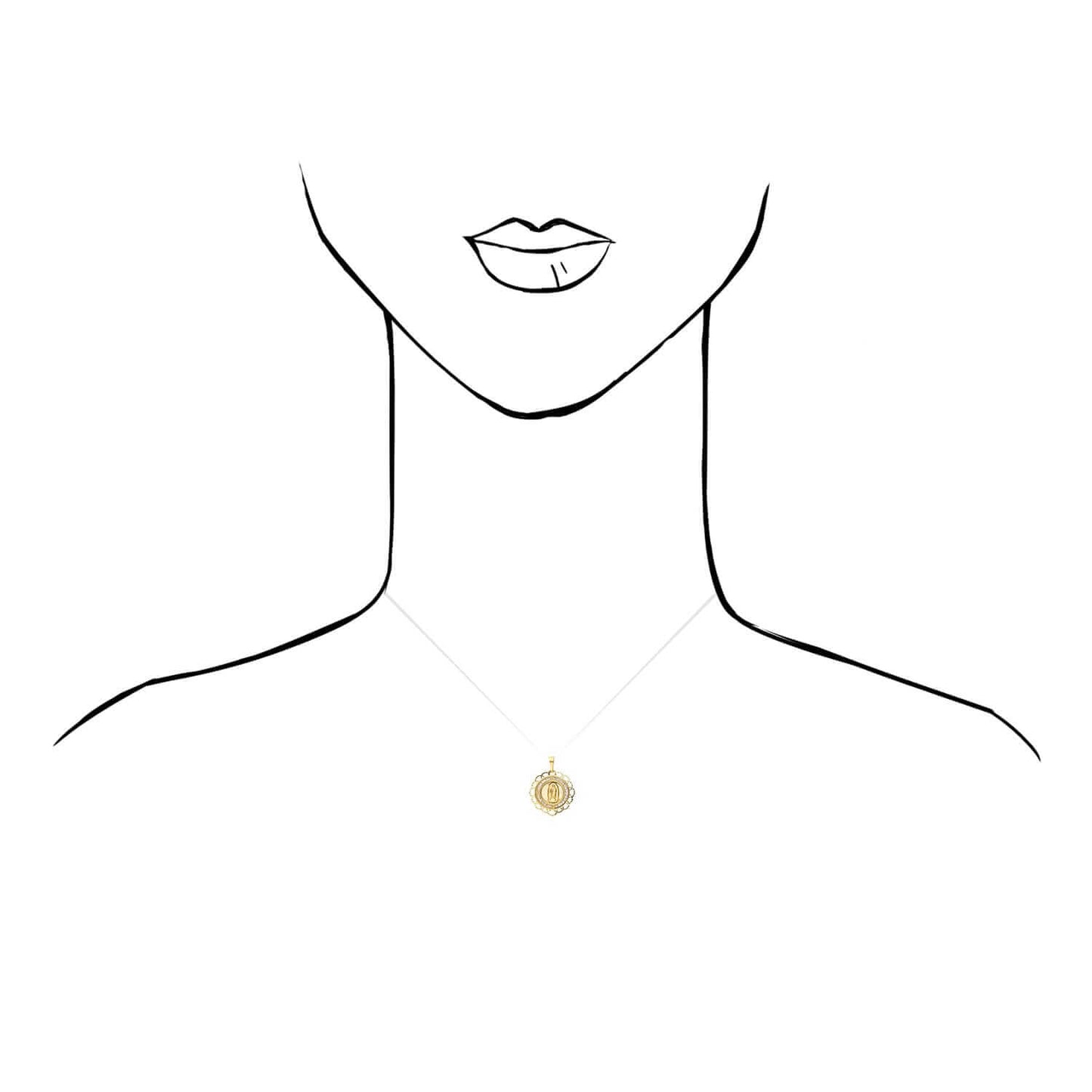 14K Yellow Gold Our Lady of Guadalupe Diamond-Cut Round Medallion Pendant