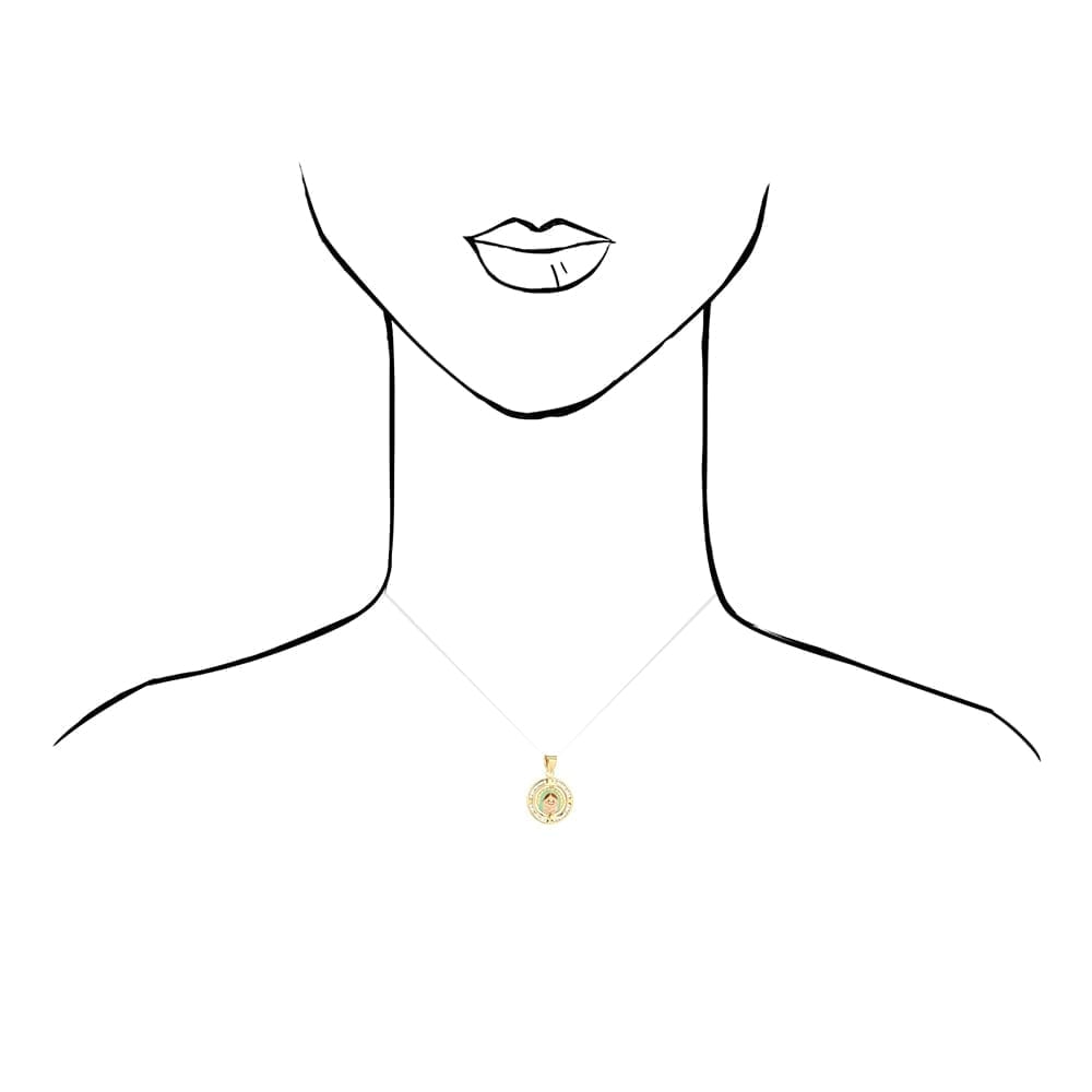 14k Yellow Gold Created Diamond & Enamel Round Virgin Mary Kid's Pendant