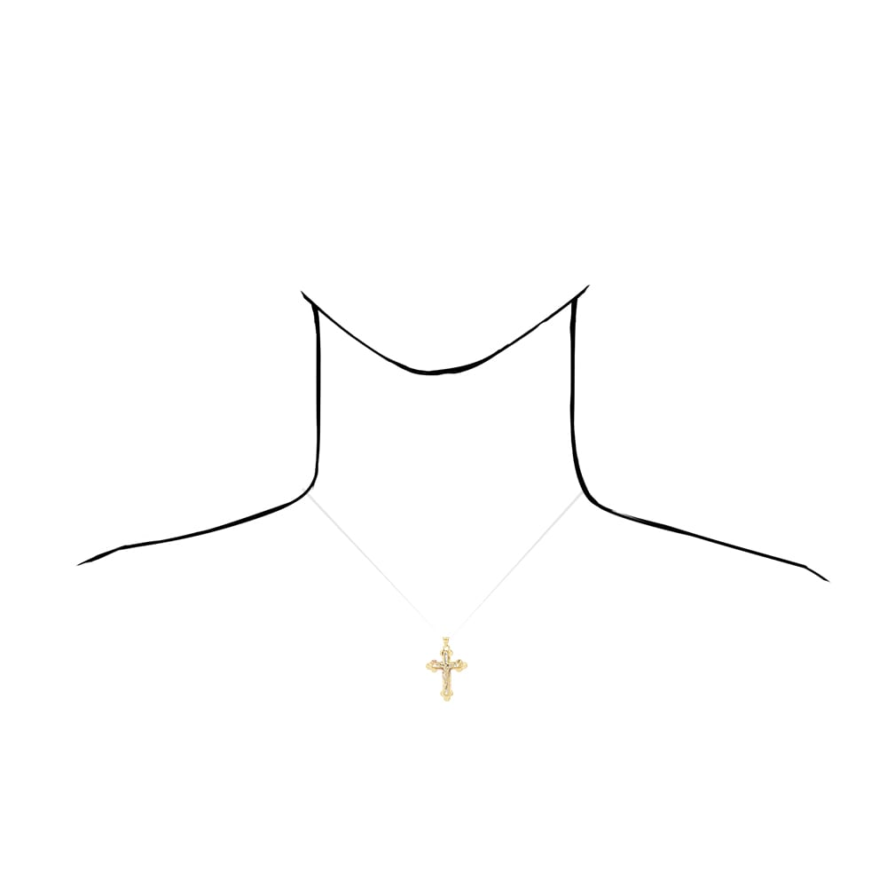 14k Solid Yellow Gold 1Ct CZ Jesus Crucifix Cross Pendant 1.6"