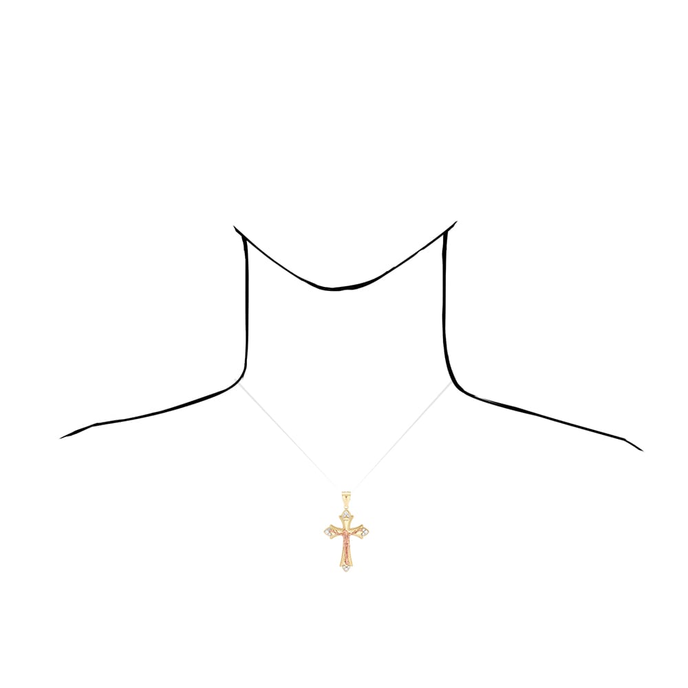 14k Yellow Rose White Gold 1Ct CZ Cut Jesus Crucifix Pendant